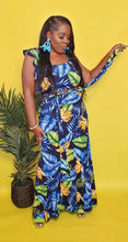 Load image into Gallery viewer, Blue Tropical 2 piece palm dress
